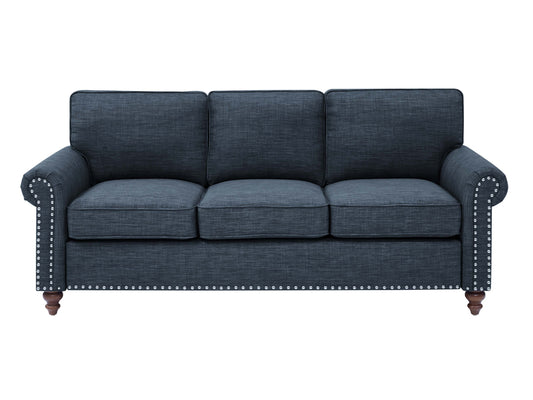 Harbor Luxe Sofa – 78' Linen-Blend 3-Seat Lounge with Solid Wood Legs