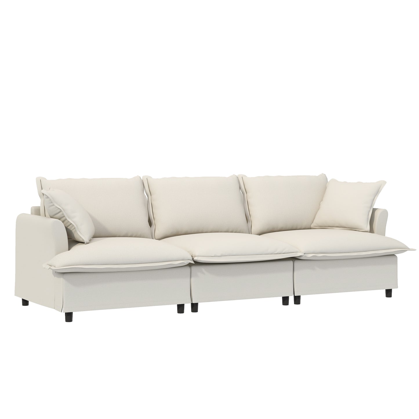 94' 3-Seat Modular Sofa – Plush Chenille Lounge with Accent Cushions