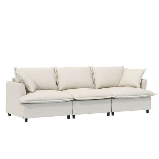 94' 3-Seat Modular Sofa – Plush Chenille Lounge with Accent Cushions