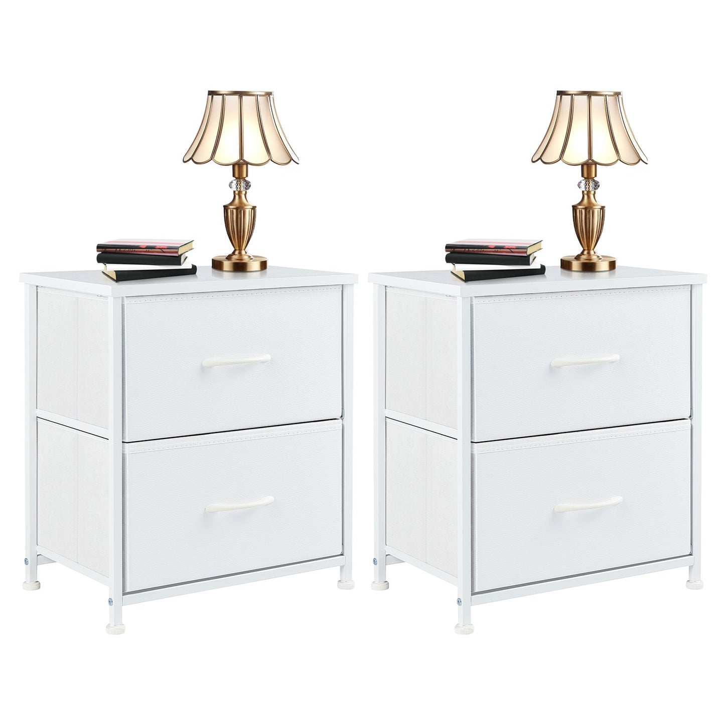 Drexlo Chest Set – Gray 2-Pack Small Drawer Dressers with Metal Frame & Wood Top