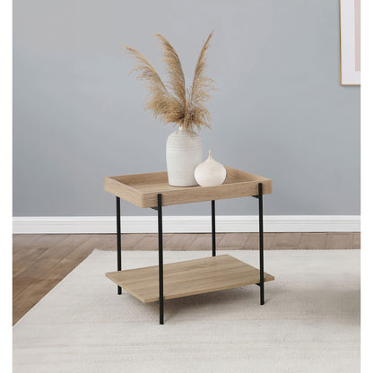 Miller End Table – Lightwood Square Form in Engineered Oakgrain