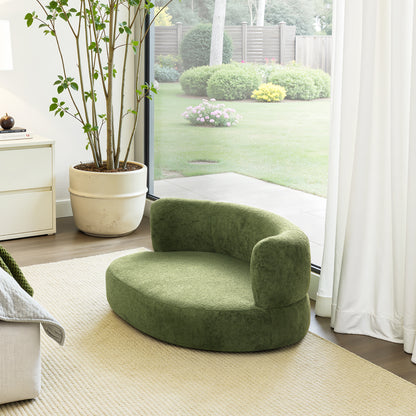 Shep 36" Curved Dog Sofa – Moss Green Fleece Lounge for Medium - Sized Pets - JUSTLIVE NESTJUSTLIVE NEST