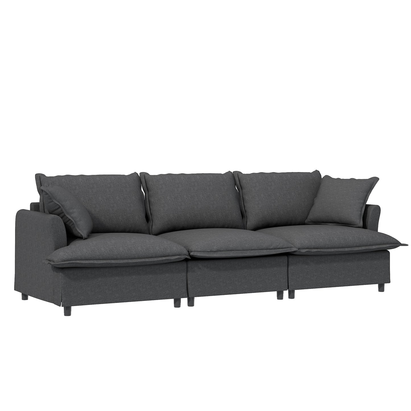 94' 3-Seat Modular Sofa – Plush Chenille Lounge with Accent Cushions