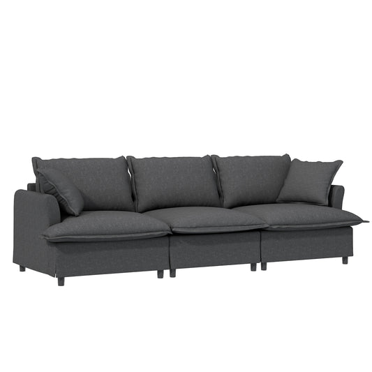 94' 3-Seat Modular Sofa – Plush Chenille Lounge with Accent Cushions