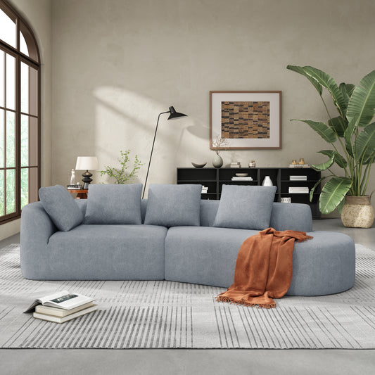 NestEdge ‘CurveLuxe” 116” Sectional – Pearl Upholstery | Right-Facing Chaise + Plush Comfort