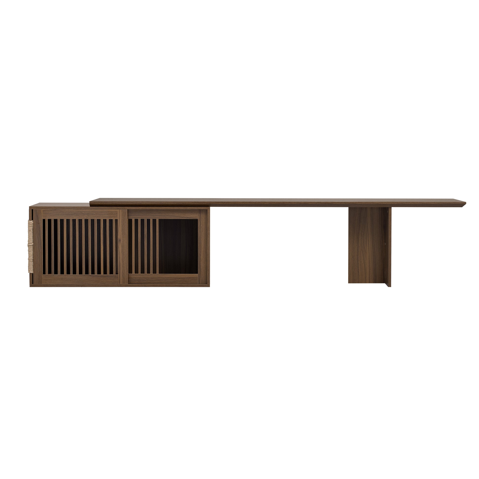 Vero Pet - Friendly TV Console – Mid - Century Walnut Stand with Extendable Table, Cushion & Cat Cubby - JUSTLIVE NESTJUSTLIVE NEST