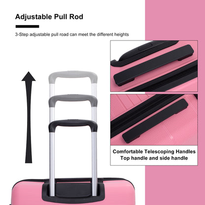 Jetera 3 - Piece PP Suitcase Set – Pink Polypropylene Hardshell with Double Spinner Wheels & TSA Lock - JUSTLIVE NESTJUSTLIVE NEST