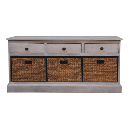 Washtin Basket Cabinet – Acid-Wash Finish with Textured Storage Bins