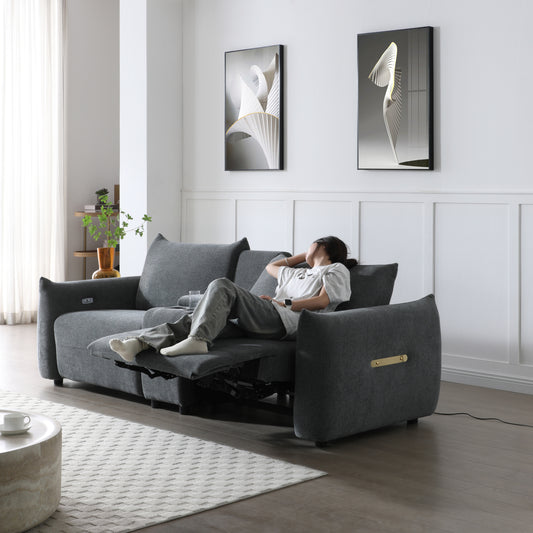 Power Recline Duo – Upholstered Linen Lift Loveseat with USB Charging & Sleeper Function