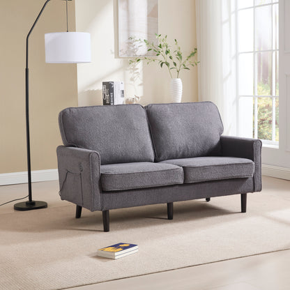 The Coolmore Haven – Sleek Gray Loveseat with USB & Removable Covers for Stylish Spaces