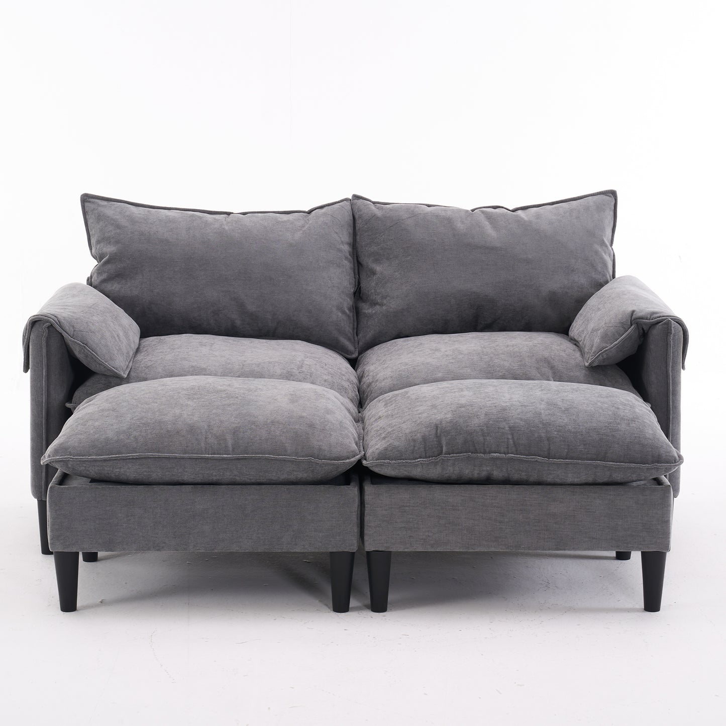 Elysian Modular Sofa – Gray U-Lounge with Storage and Footstools