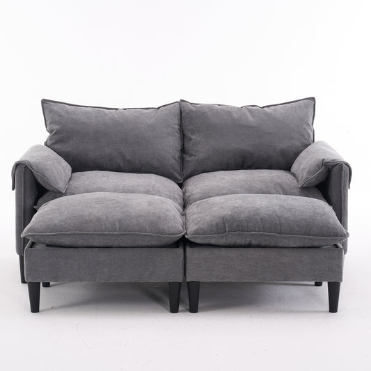 Elysian Modular Sofa – Gray U-Lounge with Storage and Footstools
