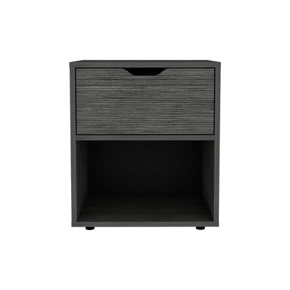 Althein Nightstand – Light Gray 2-Drawer Bedside Table with Clean Panel Design