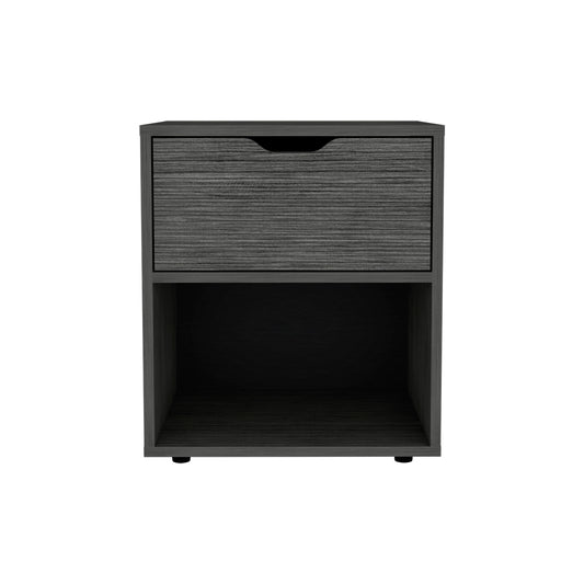 Althein Nightstand – Light Gray 2-Drawer Bedside Table with Clean Panel Design