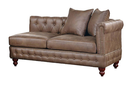 AerisEdge™ Reversible One-Arm Loveseat – Tufted Dark Coffee Leatherette Sofa for Living Room