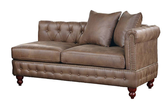 AerisEdge™ Reversible One-Arm Loveseat – Tufted Dark Coffee Leatherette Sofa for Living Room