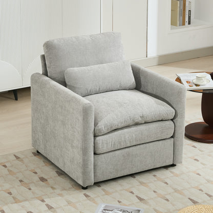 NestEdge ‘CloudNest” Armchair – Light Grey Upholstery | Double Plush Cushion Comfort