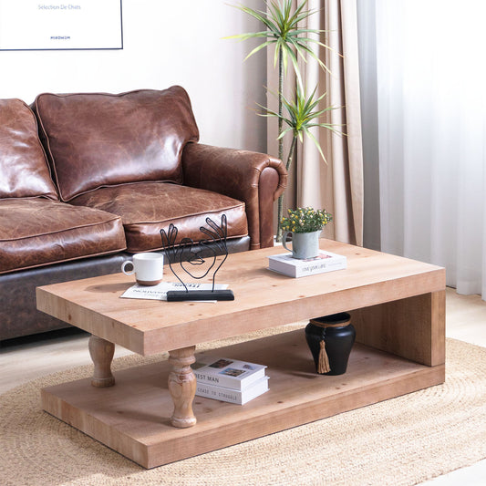 Soren Rustic Coffee Table – Plankwood Top with ClassicShelf Frame