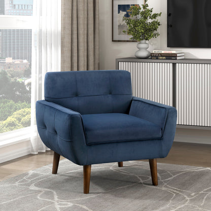 Vellana Chair – Navy Velvet, Tufted Backrest, Softline Contemporary Frame