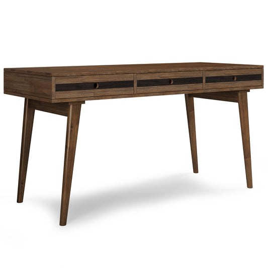 Clarkson Desk – Rustic Aged Brown Wood Writing Table with Open Base