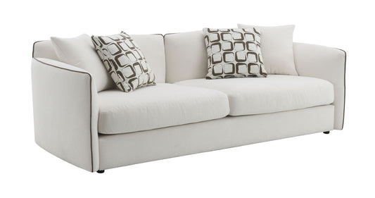 Yolanda Beige Lounge Sofa – Chenille Upholstered 3-Seat Sofa with 4 Accent Cushions