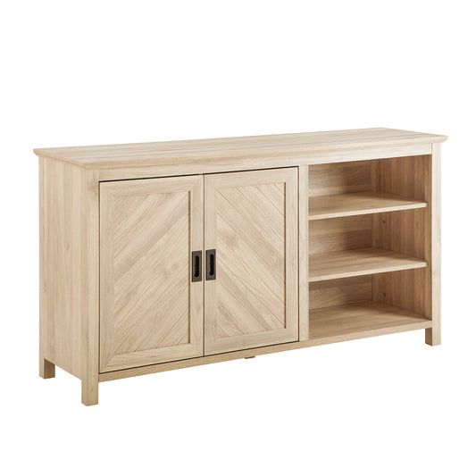 Bircha Sideboard – 2-Door Modern Cabinet with Angled Grooves and Birch Finish