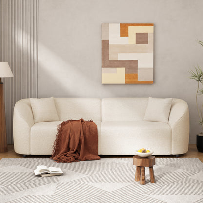 JUSTLIVE ‘Comfina Luxe” Curved Sofa – Beige | 87” Plush Contemporary Seating + Sleek Curve