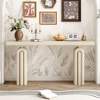 Elvonra Console Table – Acacia Veneer with Curved Edge Frame