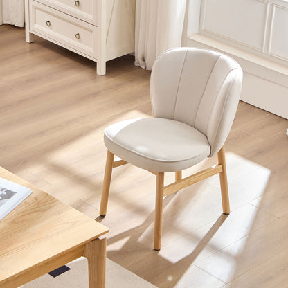 Ashra Shell Chair – 1 Upholstered Armless Dining Seat with Natural Wood Base