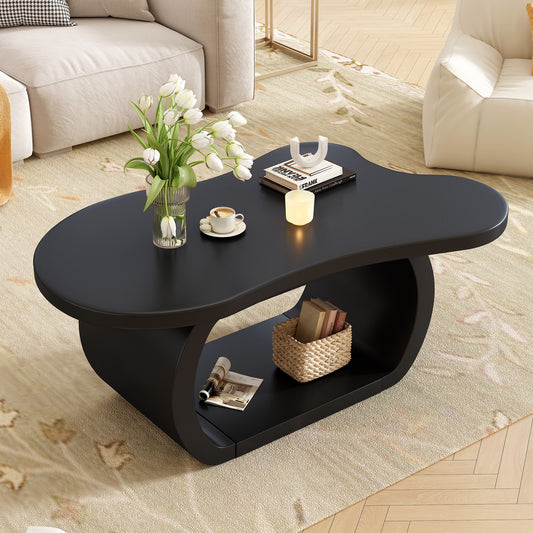 Cloudelle Coffee Table – BlackContour Irregular Form with CurvedEdge Legs