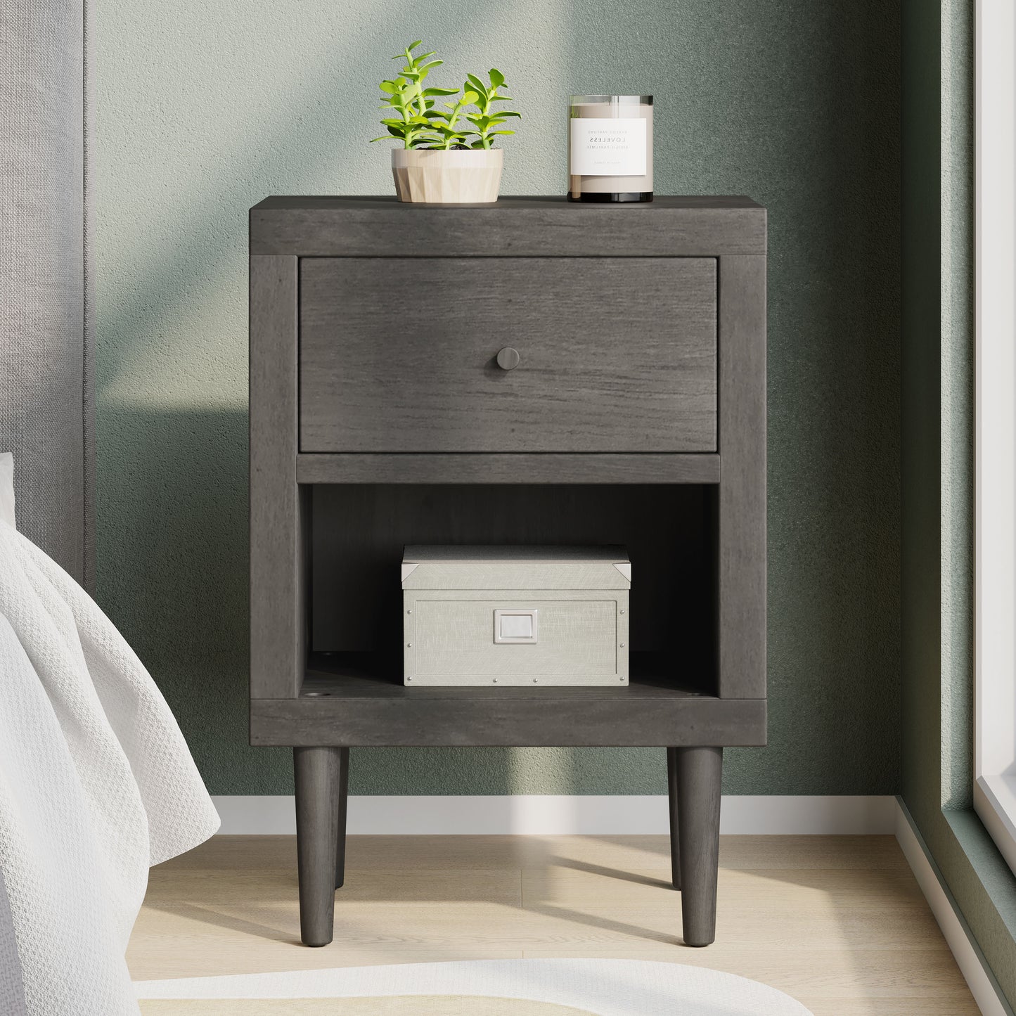 Stravelle Solo Stand – 1-Drawer Compact Nightstand