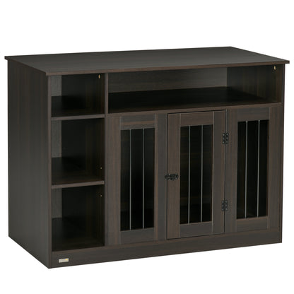Hollo Dog Crate Table – Brown Dual - Use Pet Crate with Adjustable Shelf & Wide Top Surface (47") - JUSTLIVE NESTJUSTLIVE NEST