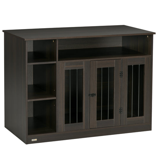 Hollo Dog Crate Table – Brown Dual - Use Pet Crate with Adjustable Shelf & Wide Top Surface (47") - JUSTLIVE NESTJUSTLIVE NEST