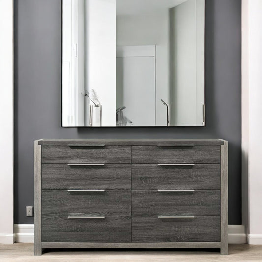 Jehoram TaupeStone Dresser – Gray Wood Finish 6-Drawer Chest with Subtle Grain Pattern