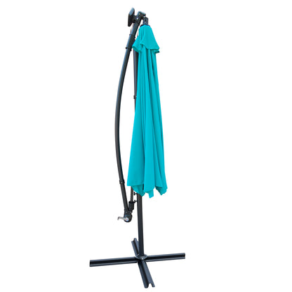 Solair 10' LED Market Umbrella – Solar - Powered Patio Shade with Crank, 8 Ribs & Cross Base - JUSTLIVE NESTJUSTLIVE NEST