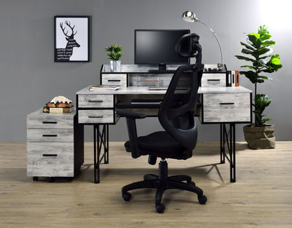 Safea Desk – Black and Antique White Writing Table with Traditional Base