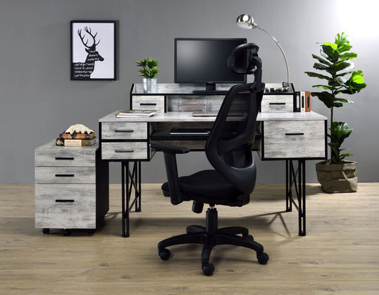 Safea Desk – Black and Antique White Writing Table with Traditional Base