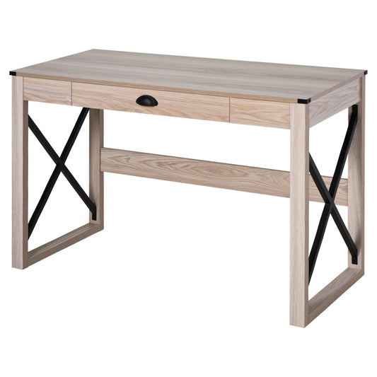Braylin X-Frame Desk – Rustic 44'' Writing Desk with Storage Drawer