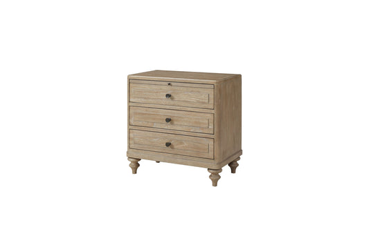 Tavrin Trio Chest – Sand-Finish 3-Drawer Nightstand with Smooth Framing