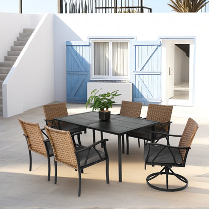 Solvara 8-Piece Wicker Patio Set – Sectional Sofa with Washable Cushions & Glass Coffee Table