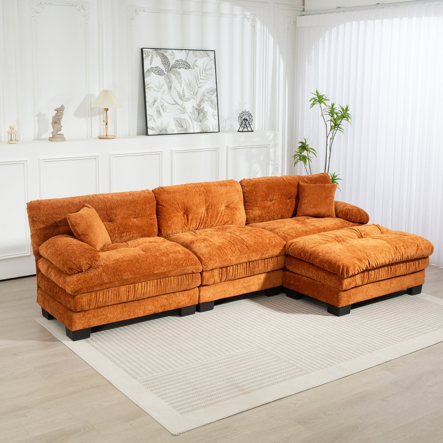 3-Seat Deep Lounge – Flexible Comfort Sofa with Relax Module (Orange)