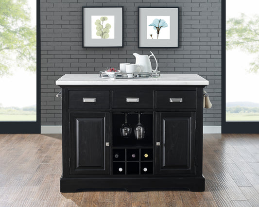 Aspen Kitchen Island – Modern Black Countertop Cart with Sleek Base Design