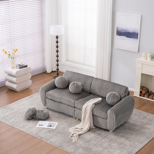 Monaco Grey Haven – 84' Upholstered Corduroy Sofa with Cozy Modern Appea