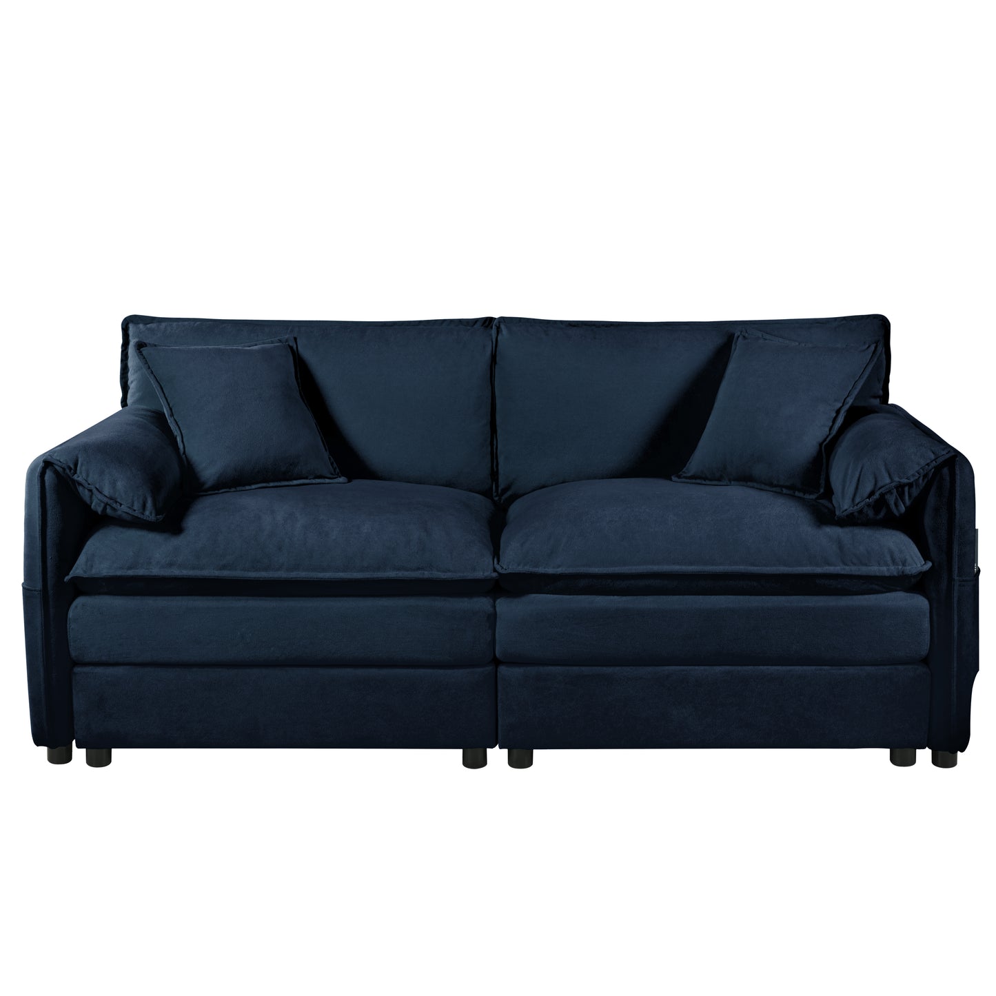 JUSTLIVE ‘Comfina Luxe” Loveseat – Black Chenille | Deep Seat 2-Seater + Soft Plush Feel