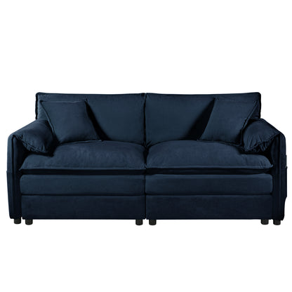 JUSTLIVE ‘Comfina Luxe” Loveseat – Black Chenille | Deep Seat 2-Seater + Soft Plush Feel