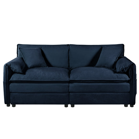 JUSTLIVE ‘Comfina Luxe” Loveseat – Black Chenille | Deep Seat 2-Seater + Soft Plush Feel