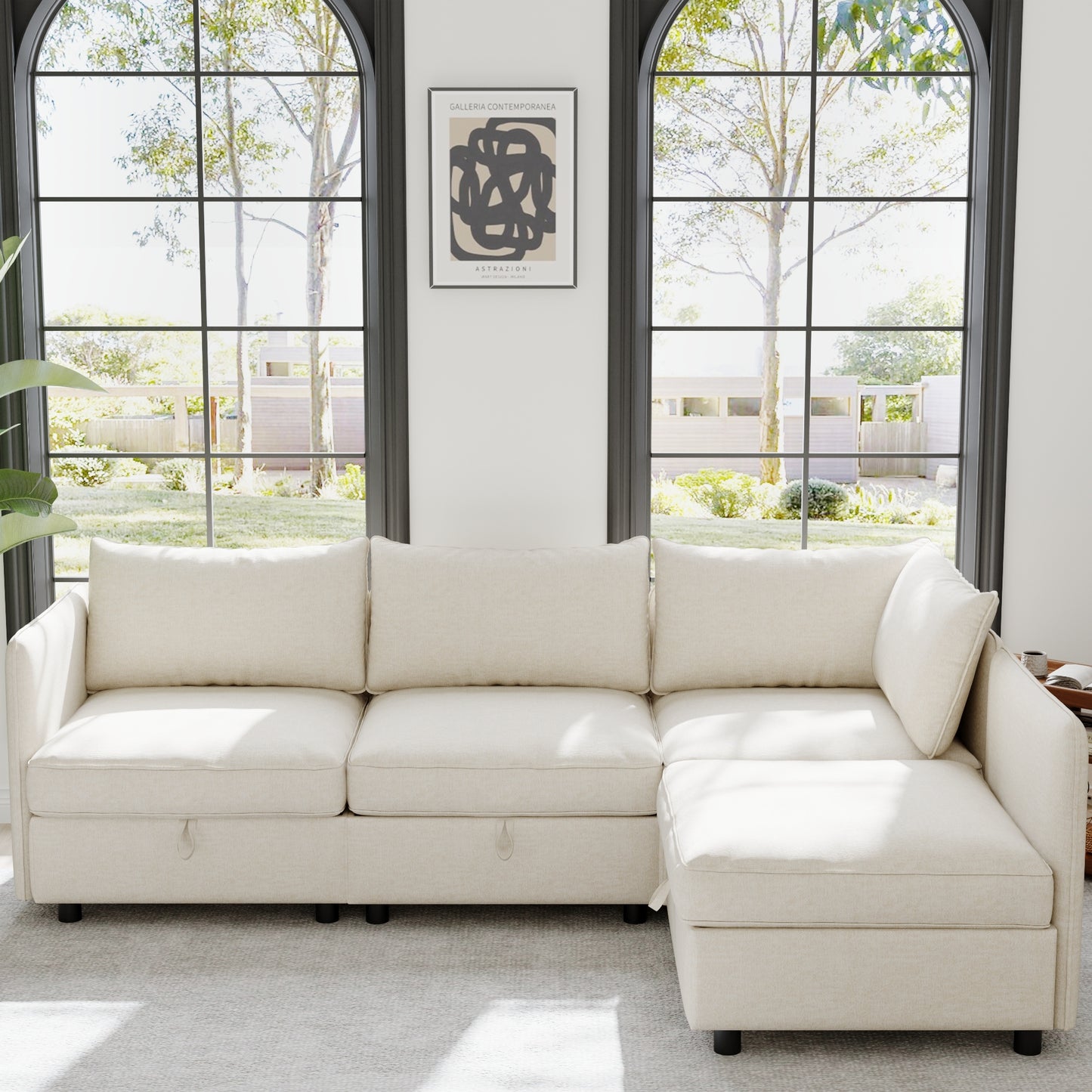 JUSTLIVE NEST® Relyno Modular Sofa System – Convertible Fabric Sectional with Storage & Sleeper Function, Mix-and-Match Combinations