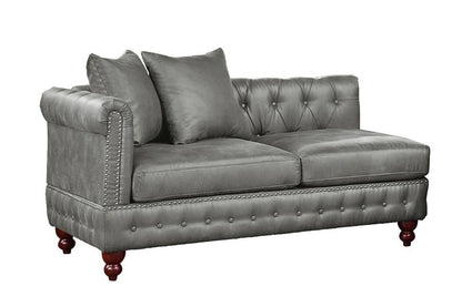AerisEdge™ Reversible One-Arm Loveseat – Tufted Slate Gray Breathable Leatherette Couch