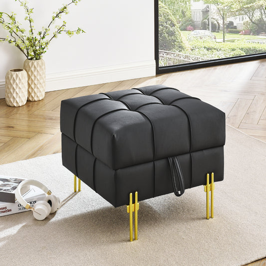 Vetra Bench – Black Anti-Scratch Leather with Goldsteel Legs