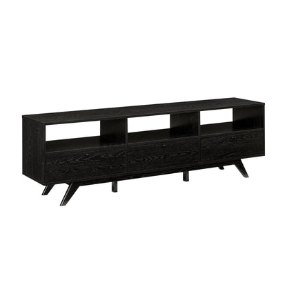 Scandra Console – 3-Door Low TV Stand in Matte Black (Up to 80")